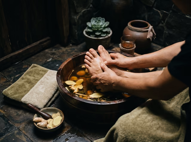 Ngâm chân và bấm bàn chân